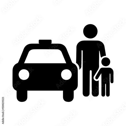 Car Cab Taxi Boarding Car private hire car signage icon with transparent background representing ride hailing vehicle and transportation service
