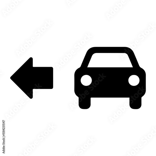 Car private hire car boarding arrow signage icon with transparent background representing ride hailing vehicle and transportation service
