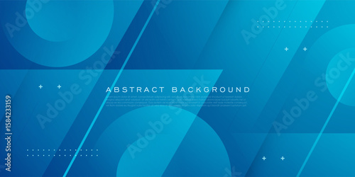 Abstract blue futuristic overlap triangle and circle shapes pattern background. Simple and trendy banner background concept. Eps10 vector