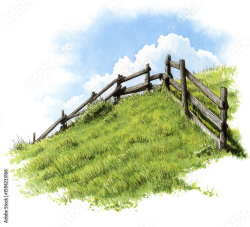 wooden fence in field