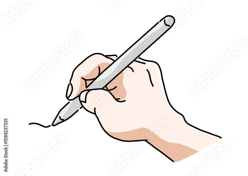 hand_draw_color  Hand holding pen vector illustration for writing