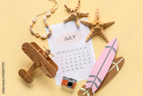 Calendar with toy plane and...