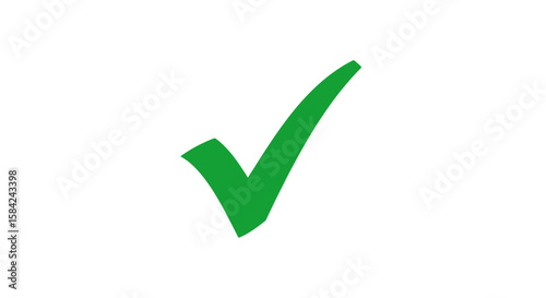 A green check mark is isolated on white background, symbolizing approval, agreement, and a positive confirmation of a selection