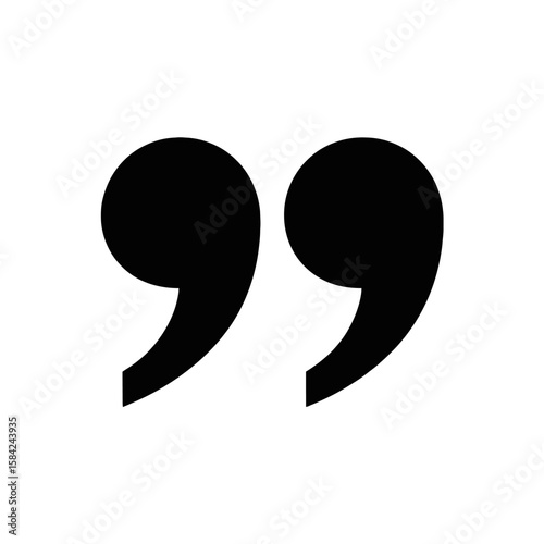 Black quotation marks symbol isolated on white background