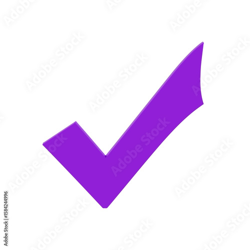 A purple check mark indicates approval isolated on white background