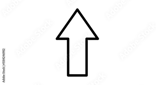 A bold black arrow pointing straight up, isolated on white background, indicating direction, growth, or a choice