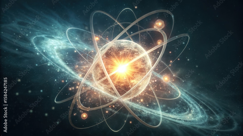 Obraz premium Energy Burst from Atomic Nucleus Macro Visualization V2 Gigapixel