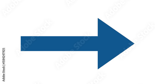 A blue arrow points directly to the right isolated on white background