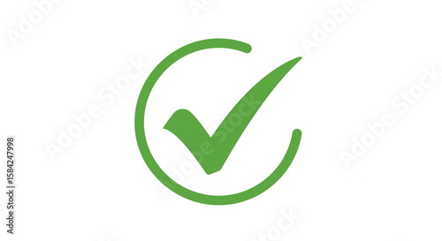 A green check mark inside a circle indicates approval, isolated on white background