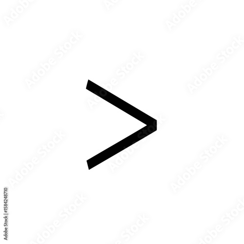A black greater than symbol points to the right, isolated on white background