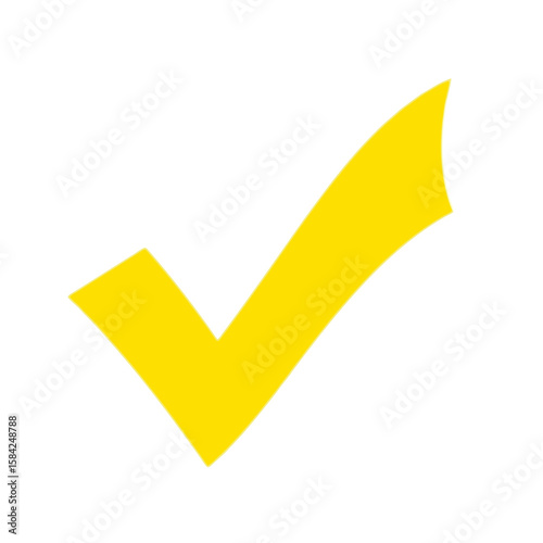 A yellow check mark symbol indicates approval, isolated on white background