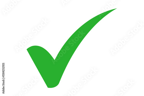 A green check mark is displayed, indicating approval and validation isolated on white background