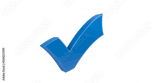 A blue check mark is isolated on white background, symbolizing validation and a positive outcome