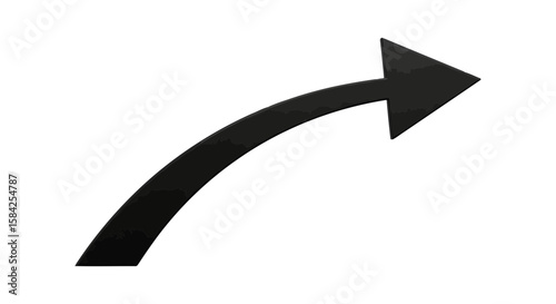 A black curved arrow points to the right, isolated on white background, indicating direction and movement