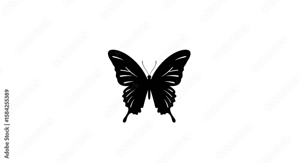 Obraz premium Elegant butterfly silhouette on a clean white background, perfect for graphic design