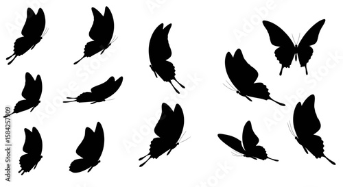 Elegant silhouettes of butterflies in graceful flight, creating a captivating visual harmony