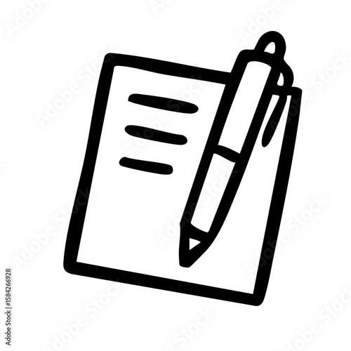 メモとペン　線画　手書き