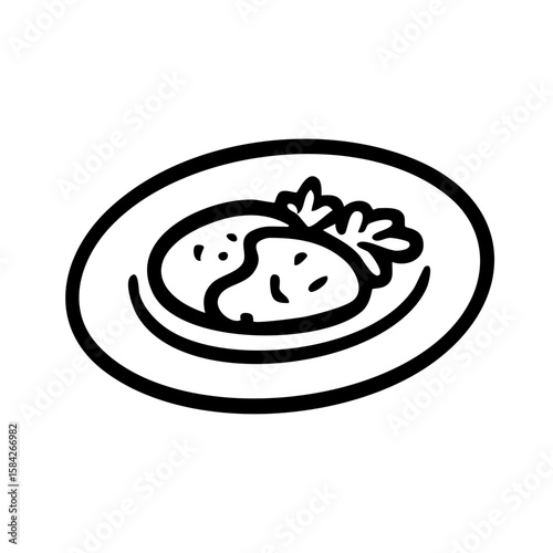 料理　線画　手書き