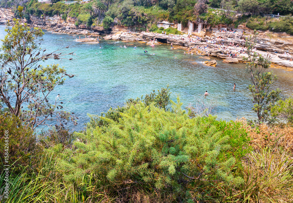 Obraz premium Gordon's Bay is a beach with scenic views renowned for various reef and coral and it is a popular snorkeling area with an abundance of marine life. Sydney, Dec 2019