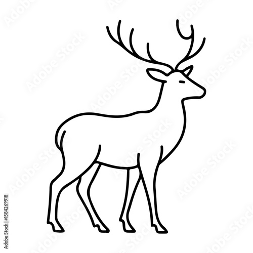 Deer silhouette vector illustration of wild antlered mammals and cute reindeer