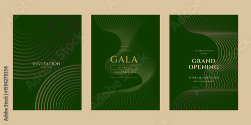 Elegant Green Gold Gala Grand Opening Invitation Templates