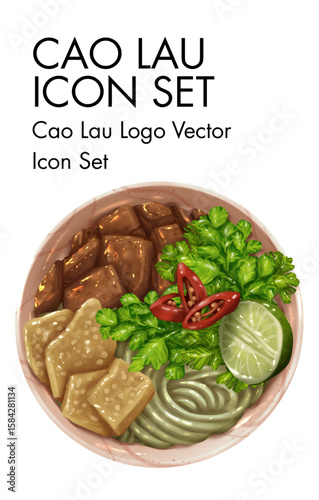 Cao lau logo vector Icon set