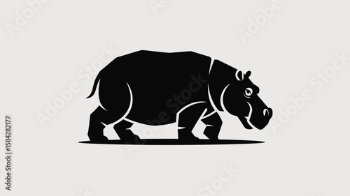 A bold hippopotamus artwork showcases the animal's silhouette, suitable for educational purposes or graphic design with an emphasis on wildlife.