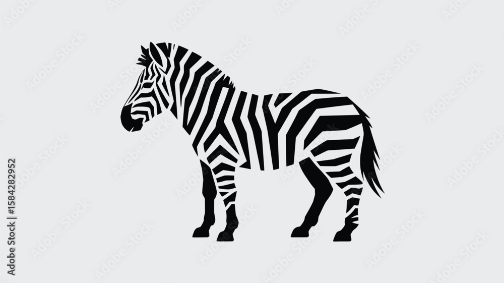 Fototapeta premium Striking zebra art showcases bold black and white stripes in a modern, minimalist style, perfect for wildlife designs and creative projects.