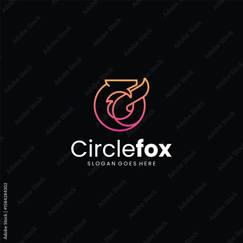 Fototapeta premium Gradient Modern Circlefox Line Art Logo