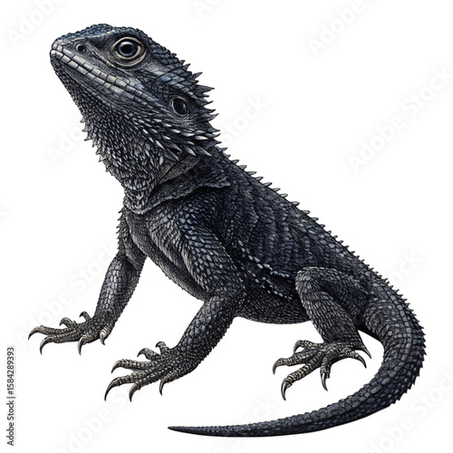 Black lizard with claws extended