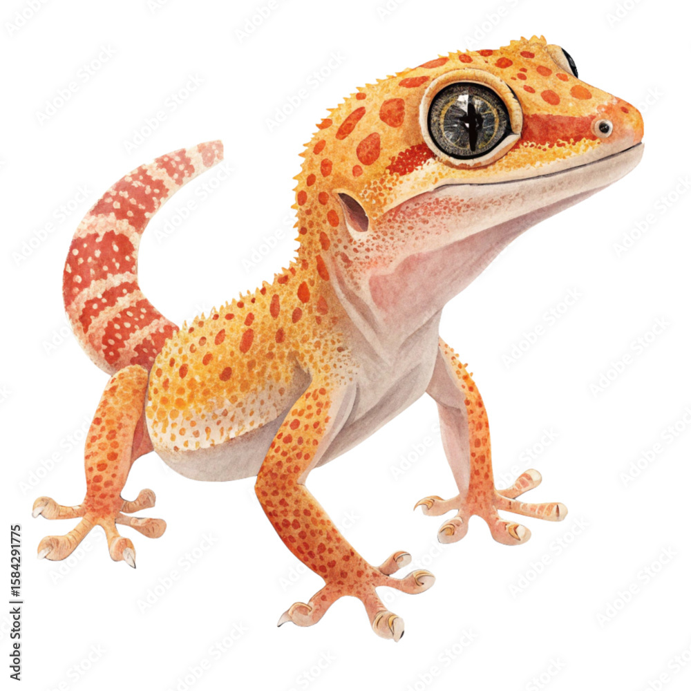 Naklejka premium Vibrant orange gecko looking sideways