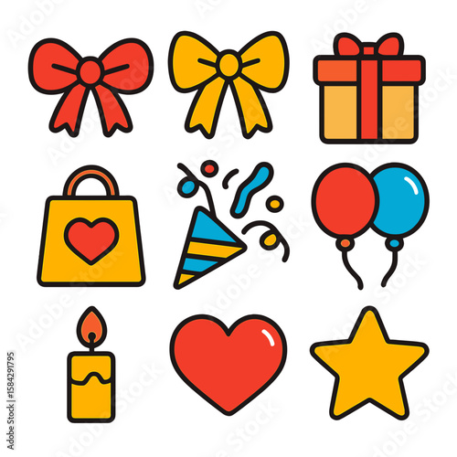 Gift Icons: Elegant Vector Set for Festive Branding & E-commerce