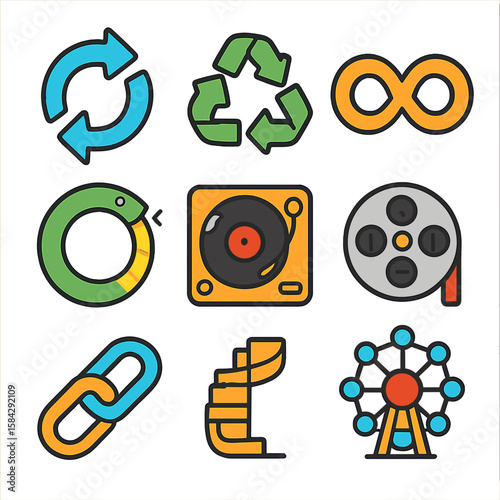 Looped Icons:  Professional Vector Set for App & Web Design