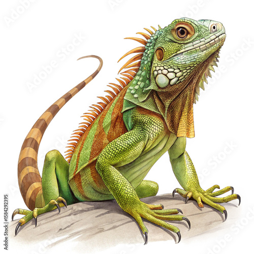 Green iguana with spines along back