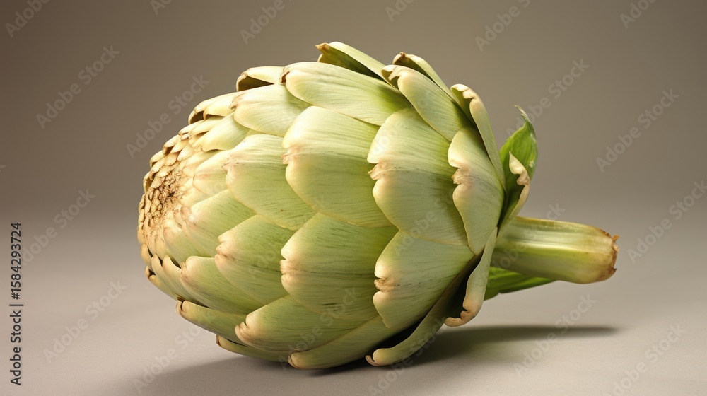Fototapeta premium Close-up of a fresh artichoke, showcasing its textured layers.