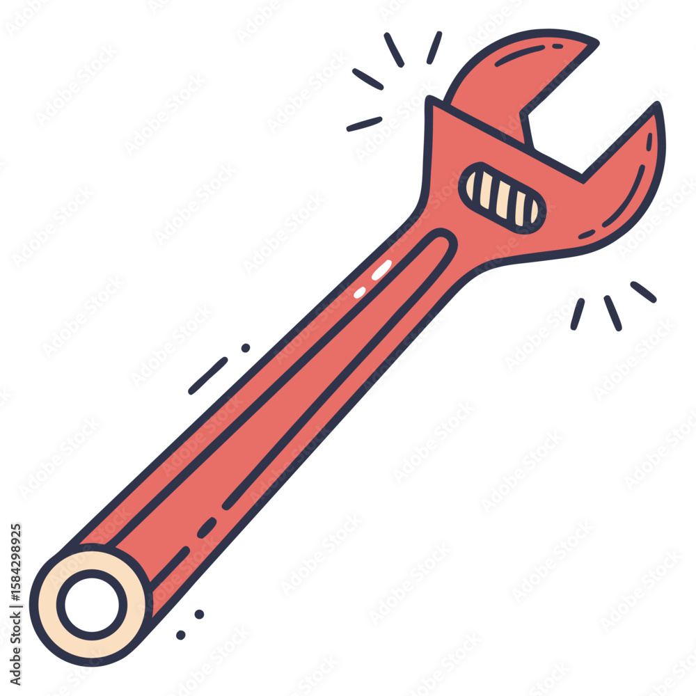 Obraz premium Red adjustable wrench illustration