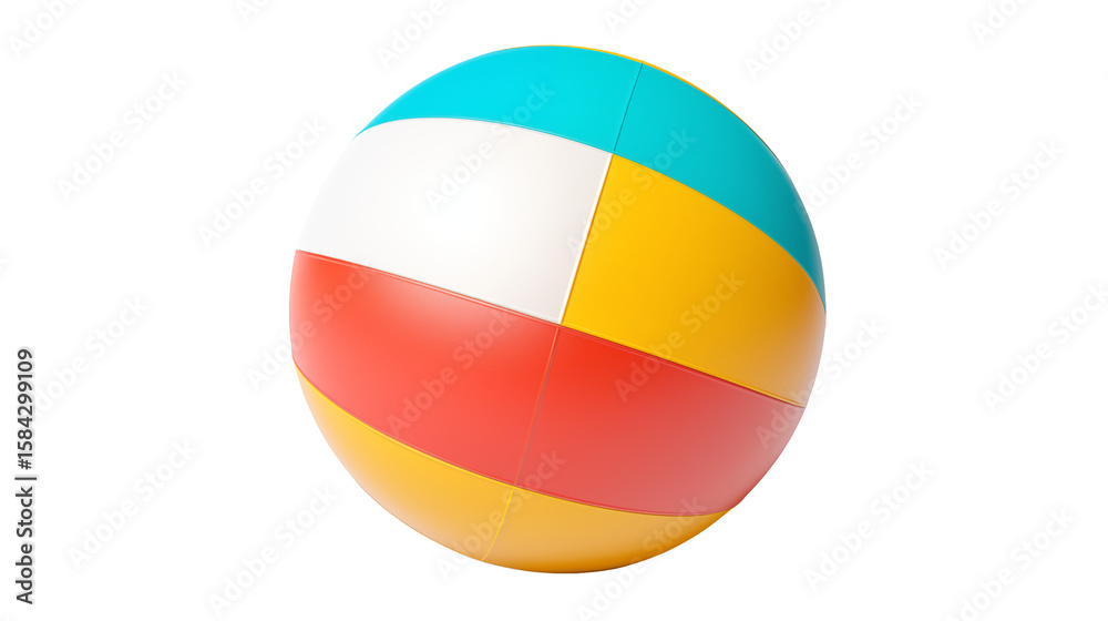 Fototapeta premium Vivid beach ball floats isolated on transparent background radiating fun and summertime vibes