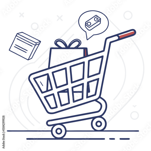 Shopping cart with gifts illustration
