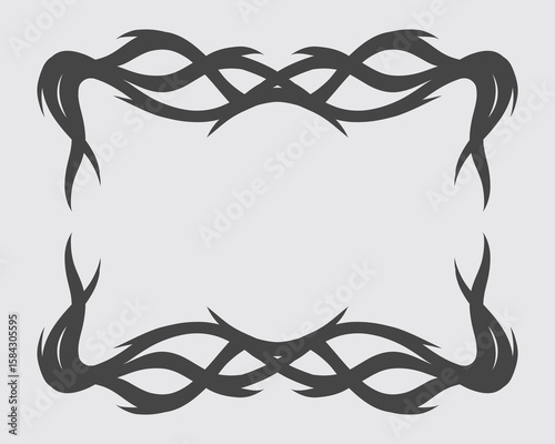 Cyber sigilism tribal frame border poster element clip art illustration vector streetwear clothing design ink sticker