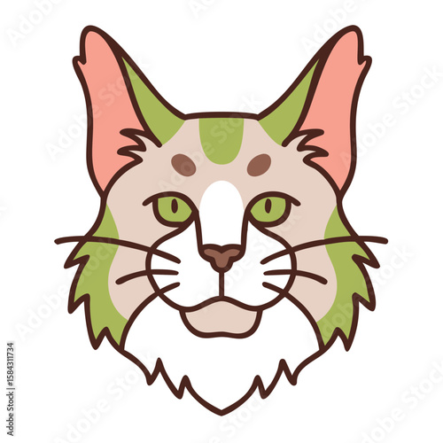 Maine Coon cat illustration with a friendly expression   