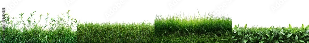Fototapeta premium Lush Green Grass and Vibrant Plants Against a Dark Background for Nature Themed Projects