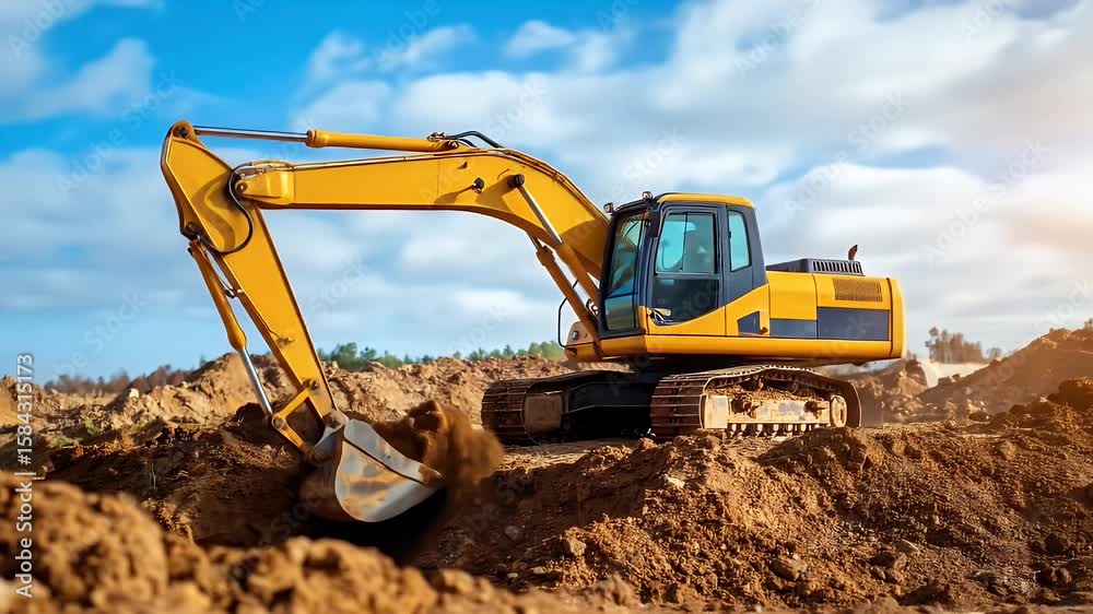 Excavator Working on a Construction Site Excavator Working on a Construction Site