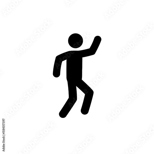 Black silhouette of dancing man raising arm in motion  