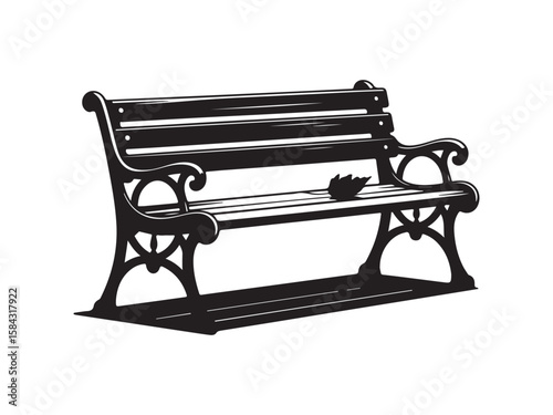 Park bench silhouette, Vintage bench silhouette vector illustration