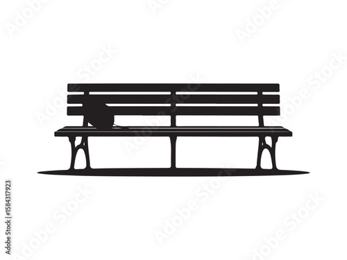 Park bench silhouette, Vintage bench silhouette vector illustration