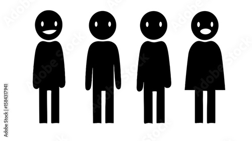 Four human silhouettes representing different emotions and feelings  