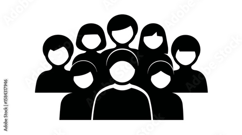 Group of people in black silhouettes standing together  