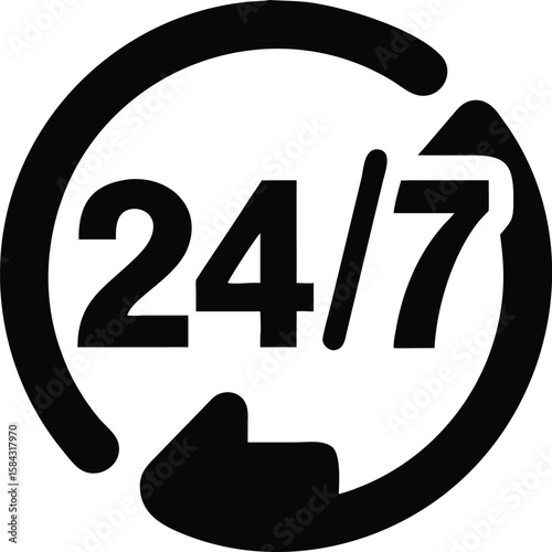24/7 support and service icon
