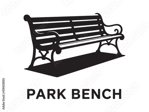 Park bench silhouette, Vintage bench silhouette vector illustration