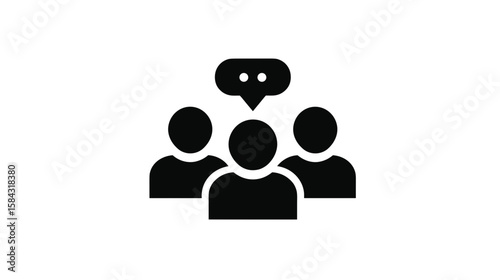 Group of three people communicating with speech bubble icon  